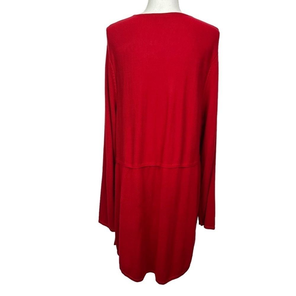 J. Jill Women’s Sweater Dress Sz XL Tall Color Red Stretch Long Sleeve Side Slit - Picture 5 of 13